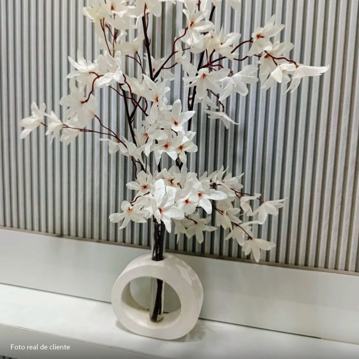 Foto real de cliente: Arranjo de Flores Secas em Vaso de Cimento Redondo Solitário