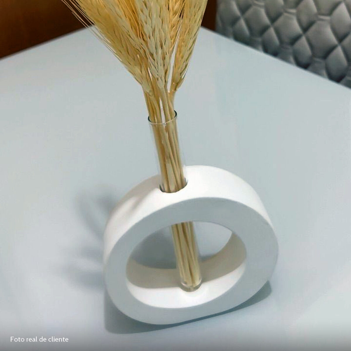 Foto real de cliente: Arranjo de Flores Secas em Vaso de Cimento Redondo Solitário