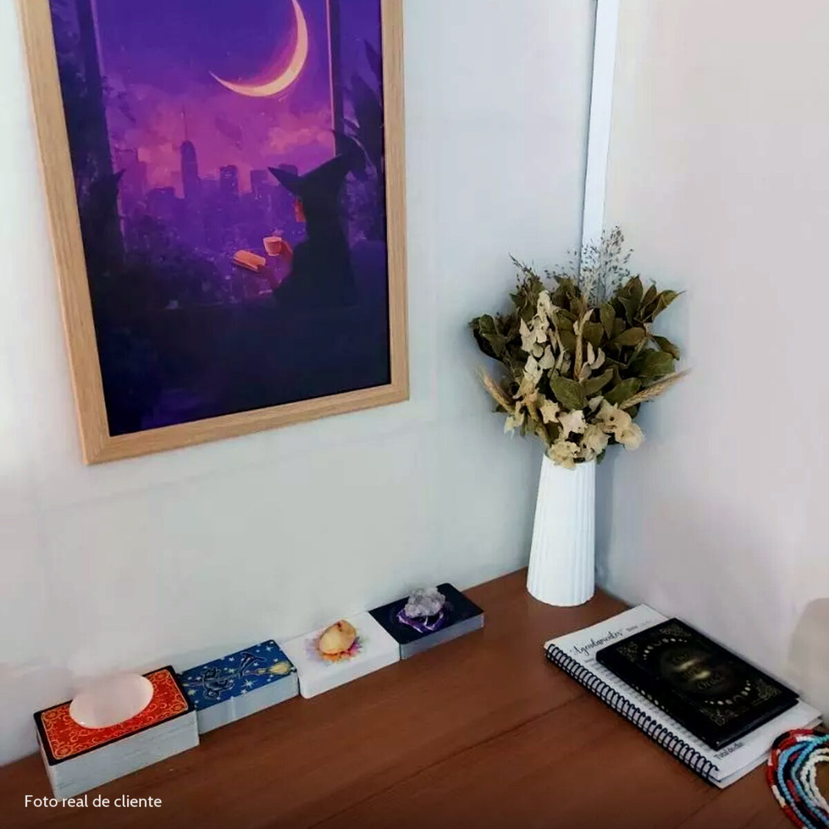 Foto real de cliente: Vaso Decorativo de Cimento Branco com Listras Artesanal Solitário