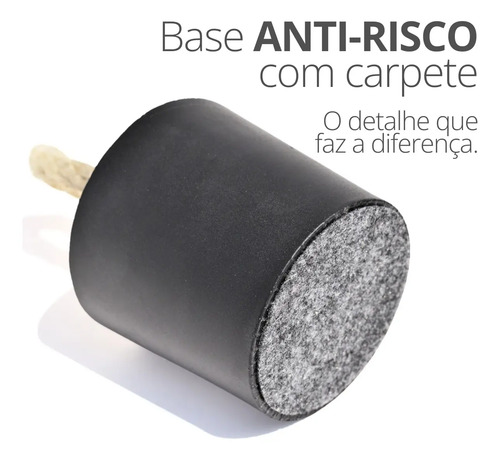 Calço de Porta de Concreto Redondo Preto Fosco – Kit com 3