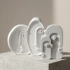 Estatuetas Decorativas Nórdicas em Cimento Branco — Kit 3 Peças