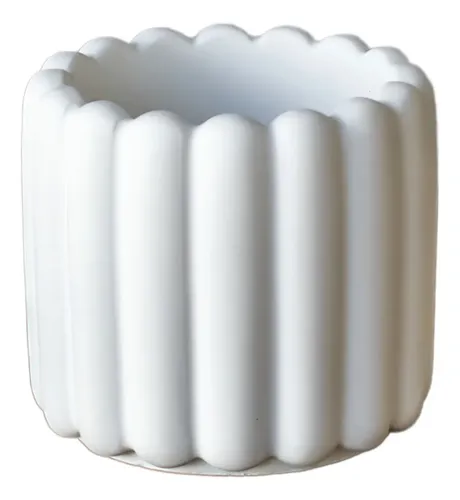 Vaso Decorativo de Cimento Branco Tulipa para Plantas e Flores