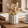 Vaso Decorativo de Cimento Branco Tulipa para Plantas e Flores