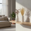 Garrafas Decorativas com Flores Secas em Cimento Branco