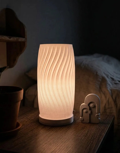 Luminária de Mesa Vórtice em Cimento Branco com LED Inclusa