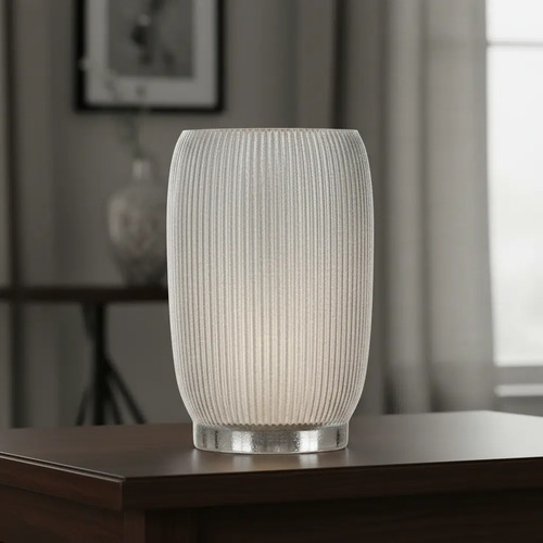 Abajur Aura em Cimento Branco com Cristal e Lâmpada LED