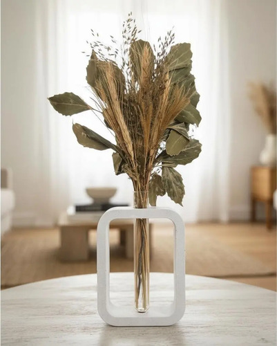 D_631099-MLB93431017280_092025-O.jpg Arranjo de Flores Secas com Vaso Retangular de Cimento