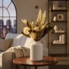 Arranjo de Flores Secas em Vaso Cilíndrico de Cimento