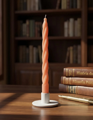 Castiçal Artesanal de Cimento Branco para Decoração