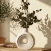 Vaso Solitário de Mesa em Cimento — Formato Sol Artesanal