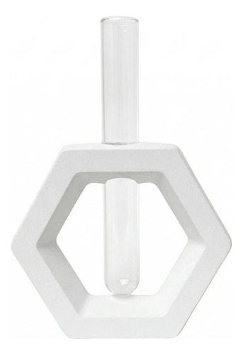 Vaso Solitário Hexa de Cimento Branco Artesanal | Aleta