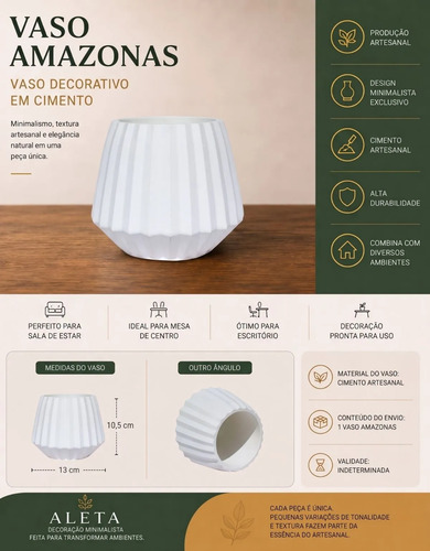 D_649593-MLB111013641672_052026-O.jpg Vaso de Cimento Branco Diamante Artesanal | Aleta