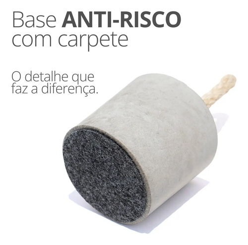 Peso de Porta Decorativo em Cimento Preto Fosco com Sisal