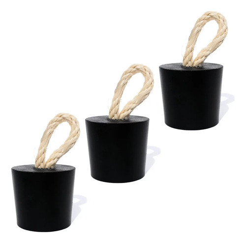 Peso de Porta Redondo em Cimento Preto Fosco — Kit com 3