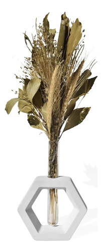 D_664682-MLB90041814749_082025-O.jpg Arranjo de Flores Secas com Vaso Hexagonal de Cimento