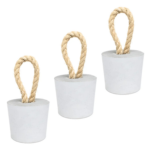 Peso de Porta Decorativo em Cimento Preto Fosco com Sisal