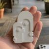Estatuetas Decorativas Nórdicas em Cimento Branco — Kit 3 Peças