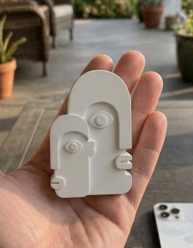 Estatuetas Decorativas Nórdicas em Cimento Branco — Kit 3 Peças