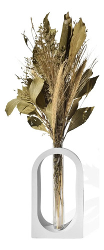 Arranjo de Flores Secas em Vaso de Cimento Solitário Portal