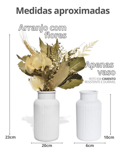 Arranjo de Flores Secas em Vaso de Cimento com Listras