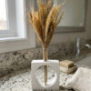Vaso Cubo Decorativo Branco com Tubo de Vidro Solitário