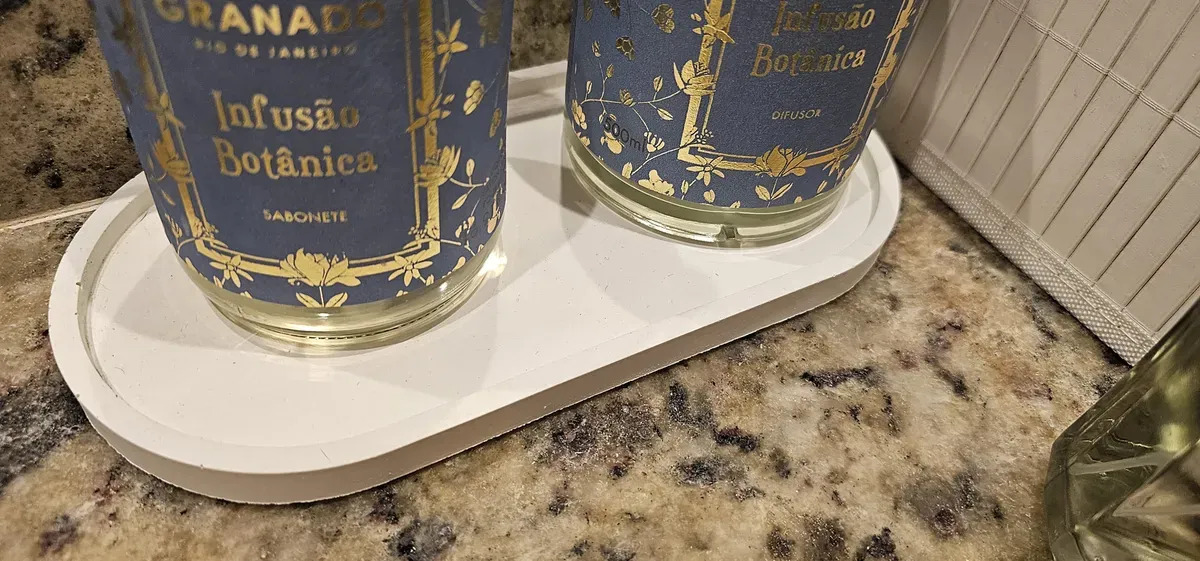 Bandeja Oval de Cimento Artesanal Branco para Decoração