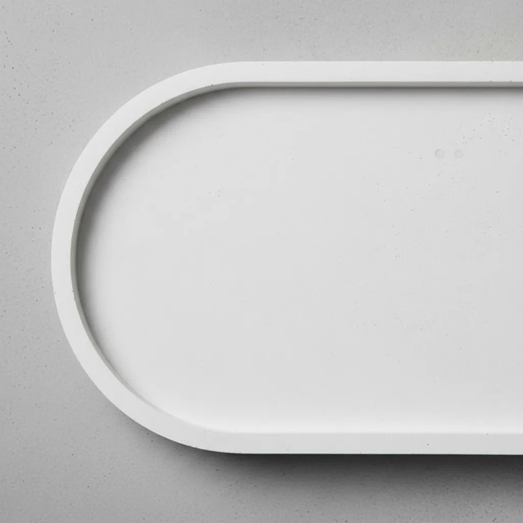 Bandeja Oval de Cimento Artesanal Branco para Decoração