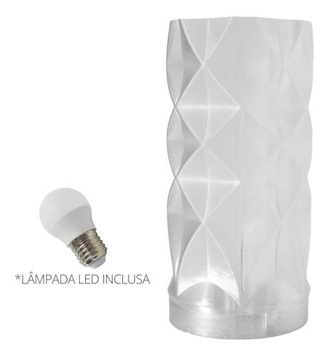 D_699025-MLB85256196456_062025-O.jpg Abajur Prisma de Cimento com Cristal e Lâmpada Led