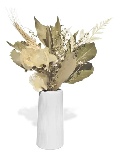 Arranjo de Flores Secas em Vaso de Cimento Listras