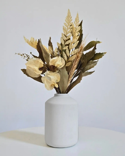 Arranjo De Flores Secas Decorativo Vaso Garrafa Cilíndrico