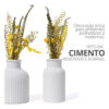 Vaso Decorativo de Cimento com Flor Seca — Conjunto 2 Peças