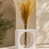 Vaso Cubo Decorativo Branco com Tubo de Vidro Solitário
