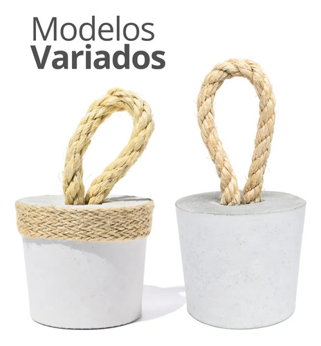 Calço de Porta em Concreto Redondo com Alça de Sisal Aleta