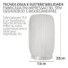 Abajur Aura em Cimento Branco com Cristal e Lâmpada LED