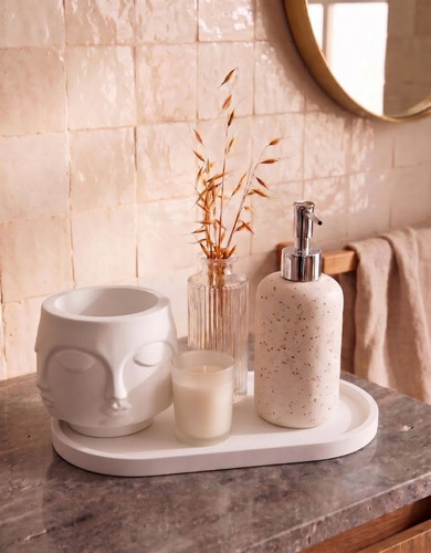 Vaso Decorativo Tarsila Artesanal em Cimento Branco Egípcio