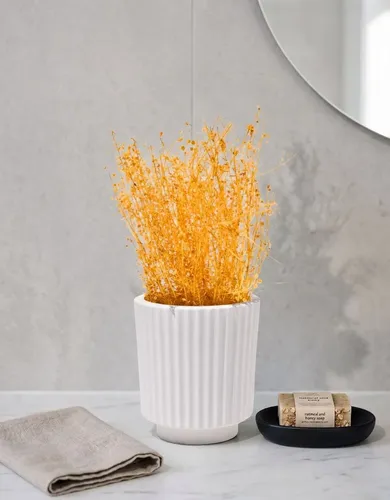 Vaso Decorativo de Cimento Branco Formato Garrafa Grécia