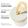 Peso de Porta Decorativo em Cimento Preto Fosco com Sisal