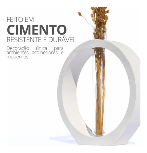 Vaso Solitário Decorativo Anel Branco em Vidro Tubo