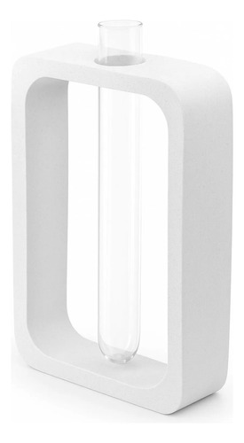 Vaso Solitário Retangular de Cimento Branco Artesanal