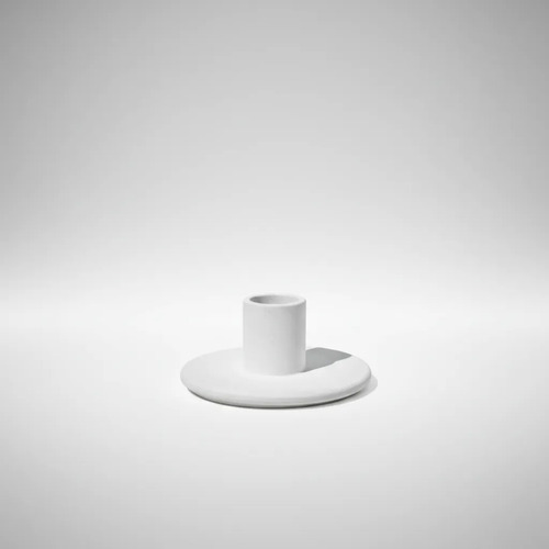 Castiçal Artesanal de Cimento Branco para Decoração