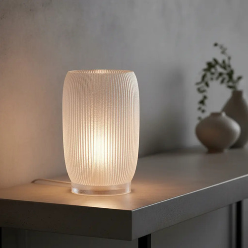 Abajur Aura em Cimento Branco com Cristal e Lâmpada LED