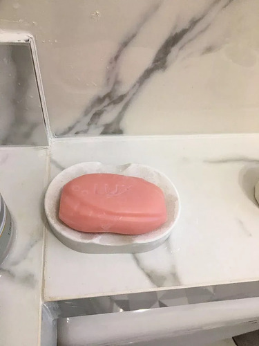 Saboneteira Oval de Cimento Branco para Banheiro
