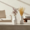 Garrafas Decorativas com Flores Secas em Cimento Branco