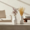 Garrafas Decorativas com Flores Secas em Cimento Branco
