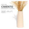 Vaso Decorativo de Cimento Branco com Listras Artesanal Solitário