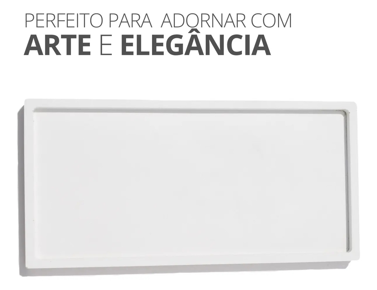 Bandeja de Cimento Branco Retangular Artesanal Aleta
