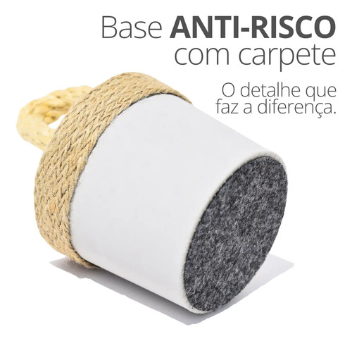 Peso de Porta Decorativo em Cimento Preto Fosco com Sisal