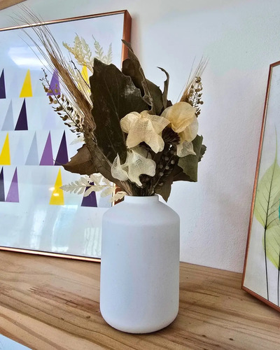 Arranjo De Flores Secas Decorativo Vaso Garrafa Cilíndrico