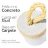 Calço de Porta de Concreto Redondo com Sisal — Kit 3 peças