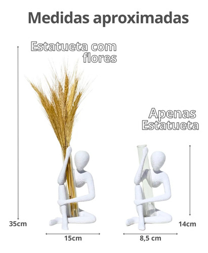Escultura Abraço com Arranjo de Flores Secas — Aleta